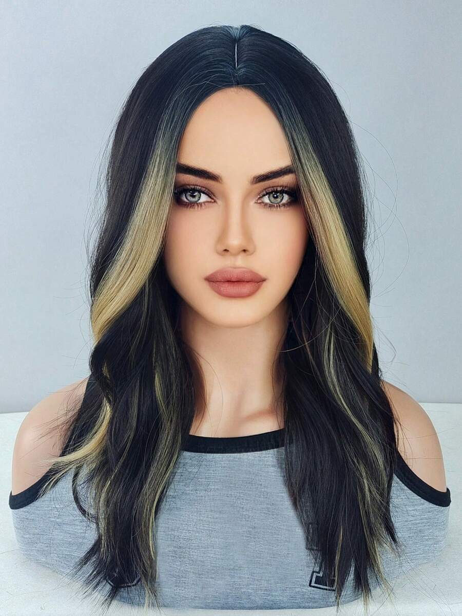 Wavy Multicolor 20 Inch Medium Synthetic Wig For Women - Multicolor - View 1