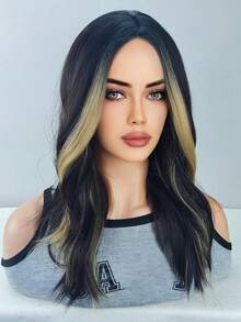 Wavy Multicolor 20 Inch Medium Synthetic Wig For Women - Multicolor - View 4