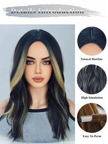 Wavy Multicolor 20 Inch Medium Synthetic Wig For Women - Multicolor - View 5