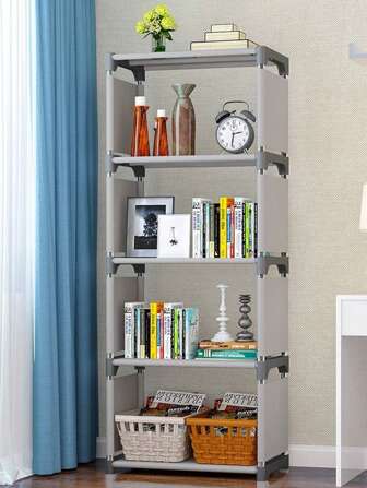 1入組多層衣櫃收納灰色塑膠書收納架子