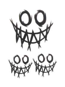 件黑色可愛清新臨時紋身貼紙 - 小丑設計（深色風格） - 黑色 - 查看 2