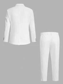 Manfinity NiteLyfe Men Double Button Blazer & Suit Trousers Set - White - View 2