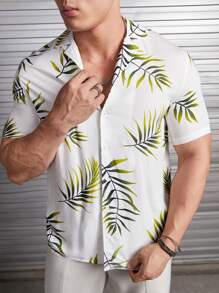 GENTILAND Men Tropical Print Shirt - Green - View 4