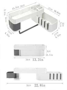1pc Multifunction Bathroom Storage Rack, Plastic Wall Mounted Bath Ball Storage Hook For Household - Black and White - View 7