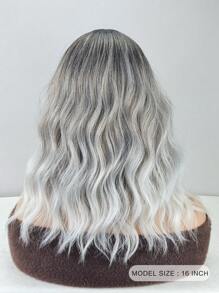 Water Wave Ombre 16 Inch Medium Synthetic Wig With Bangs For Women - Ombre - View 2
