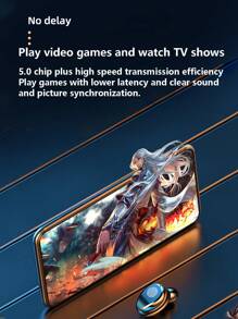 高端无线耳机数字电量显示和应急移动电源 - 降噪、IPX7 防水 - 生日、情人节、男孩和女朋友的完美礼物！ - 黑色 - 查看 5