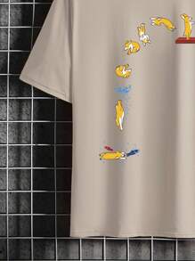 Manfinity Hypemode Men Cartoon Graphic Tee - Khaki - View 3