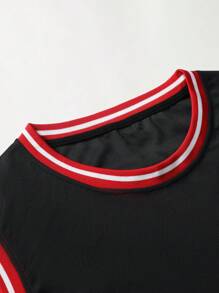 Manfinity Homme Camiseta de tirantes de hombre con gráficos de letras y ribetes de rayas, sin mangas, bloque de color, adecuada para ejercicios atléticos y baloncesto - Negro - Ver 7