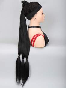 Black 30 Inch Extra Long Braided Twisted Ponytail Synthetic Hair Extension - Black - View 3