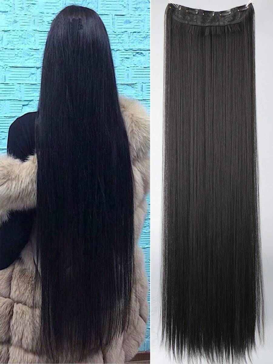 直筒黑色40英寸超長夾片合成纖維接髮 - 黑色 - 查看 1