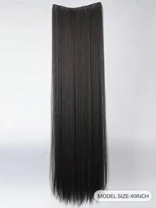 直筒黑色40英寸超長夾片合成纖維接髮 - 黑色 - 查看 2