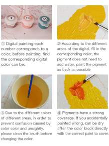 8pcs/set Polyester Oil Painting Tool Without Frame, Creative Flower & House Pattern Oil Painting Set For Crafts - Yellow - View 6