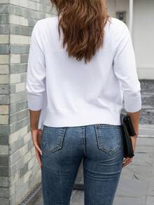 AAmilife Solid Casual Design Cardigan - White - View 4