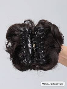 小波浪黑色6英寸短合成纖維頭髮髻帶爪 - 黑色 - 查看 2