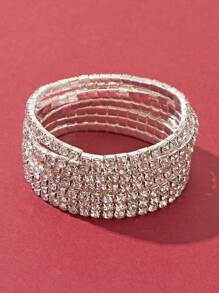 4入組黃銅鑲鑽網球彈性手鐲,每套都包含4個手鐲 - 白色 - 查看 4