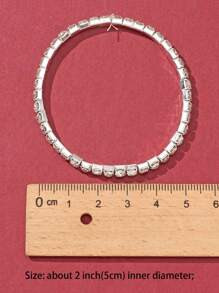 4入組黃銅鑲鑽網球彈性手鐲,每套都包含4個手鐲 - 白色 - 查看 5