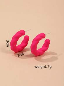 1 đôi bông tai vòng tròn hình tròn bằng đất sét mềm màu hồng cá tính thời trang dành cho nữ - Màu Hồng Tươi - Xem 3