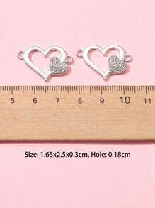 10 Stücke Herz Anhänger mit Strass Dekor zum selber machen, Valentinstag