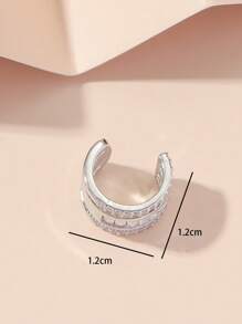 1pc Fashionable Vintage Geometric C Shape Cubic Zirconia Ear Cuff For Left/Right Ear - Silver - View 4