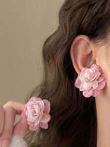 1 par poliéster fibra en forma de flor elegante regalo para de mujeres fecha o fiesta - Multicolor - Ver 1