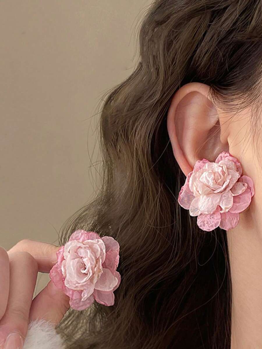 1 par poliéster fibra en forma de flor elegante regalo para de mujeres fecha o fiesta - Multicolor - Ver 1
