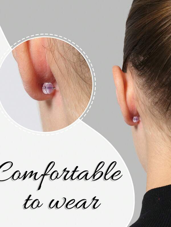 1box Simple Clear Silicone Ear Plugs & Stoppers For Preventing Earrings