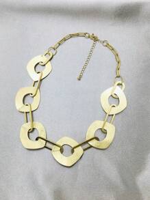 幾何裝飾鏈條樣式項鍊 - 金黃色 - 查看 1