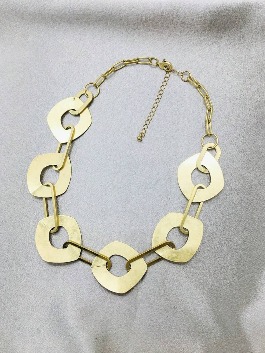 幾何裝飾鏈條樣式項鍊 - 金黃色 - 查看 1