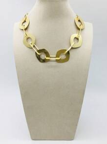 幾何裝飾鏈條樣式項鍊 - 金黃色 - 查看 2