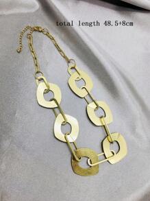 幾何裝飾鏈條樣式項鍊 - 金黃色 - 查看 3