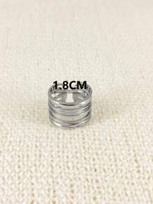 1 Máy Tính Thời Trang Có Thể Điều Chỉnh 5 Lớp Đường & Thiết Kế Lá Thép Không Gỉ Vòng Đeo Tay Phong Cách Punk Hip Pop - Bạc - Xem 3