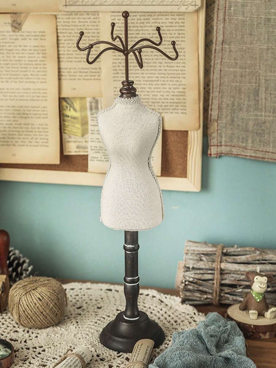 1入組復古身體形狀首飾類木創意珠寶展示架適用於家用的