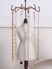 1入組復古身體形狀首飾類木創意珠寶展示架適用於家用的