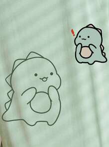 SHEIN EZwear Áo thun hở vai họa tiết hoạt hình Áo thun họa tiết nữ - Màu xanh Bạc hà - Xem 3