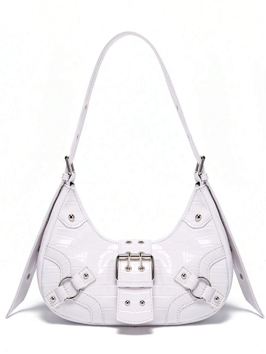 Women's Versatile Korean Punk Style Shoulder Bag - White - View 1
