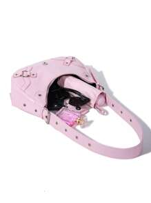 Lightweight,Business Casual Minimalist Hobo Bag Medium Buckle Decor Pink For Teen Girls Women College Students,Rookies & White-collar Workers Perfect for Office,College,Work ,Business,Commute,Outdoors, Travel, Outings