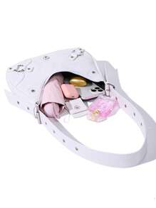 Women's Versatile Korean Punk Style Shoulder Bag - White - View 8
