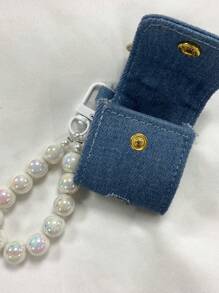 Jeans Embroidery 3d Butterfly Design Airpods Pro/2 Wireless Earphones Protective Cover/case With Protective Rope, Compatible With Airpods Pro/1/2/3, For Women - Baby Blue - View 3