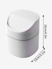 Thùng rác mini để bàn bằng nhựa có thể có nắp xoay, thích hợp cho văn phòng, bàn, bàn trang điểm phòng tắm, quầy bar cà phê - trắng - Xem 2