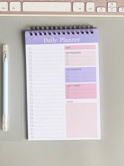 1pc Minimalist Spiral Planner, Simple Daily Planner For School Student, Office Back To School