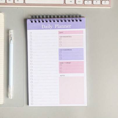 1pc Minimalist Spiral Planner, Simple Daily Planner For School Student, Office Back To School