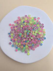 100 Cái/bộ Dạ Quang Ngôi Sao & Mặt Trăng & Hình Trái Tim Phẳng Hạt Nhựa Cho Tự Làm Vòng Tay Vòng Cổ Trang Sức Làm (Màu Sắc & Hoa Văn Ngẫu Nhiên) - Nhiều màu - Xem 2