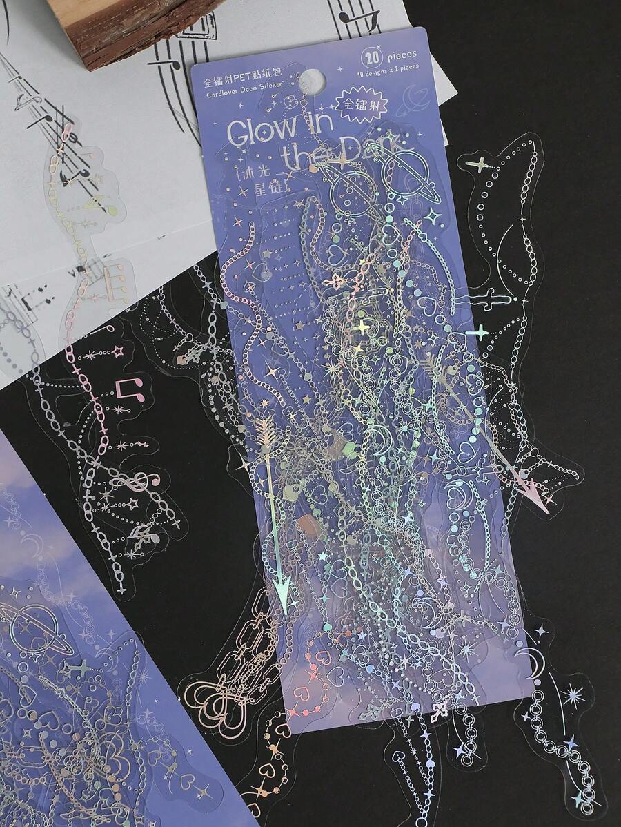 1 set con diseño de estrella brillante en oscuro moda Etiqueta engomada surtida para Decoración