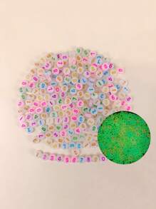 100顆/套帶數字夜光塑料扁珠用於DIY手鍊、項鍊製作（顏色隨機） - 彩色 - 查看 1