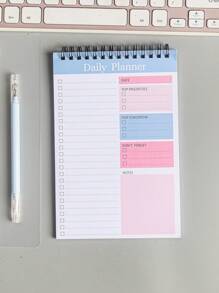 1入組極簡風格螺旋簡約風每日計劃適用於學校辦公室 - 彩色 - 查看 1