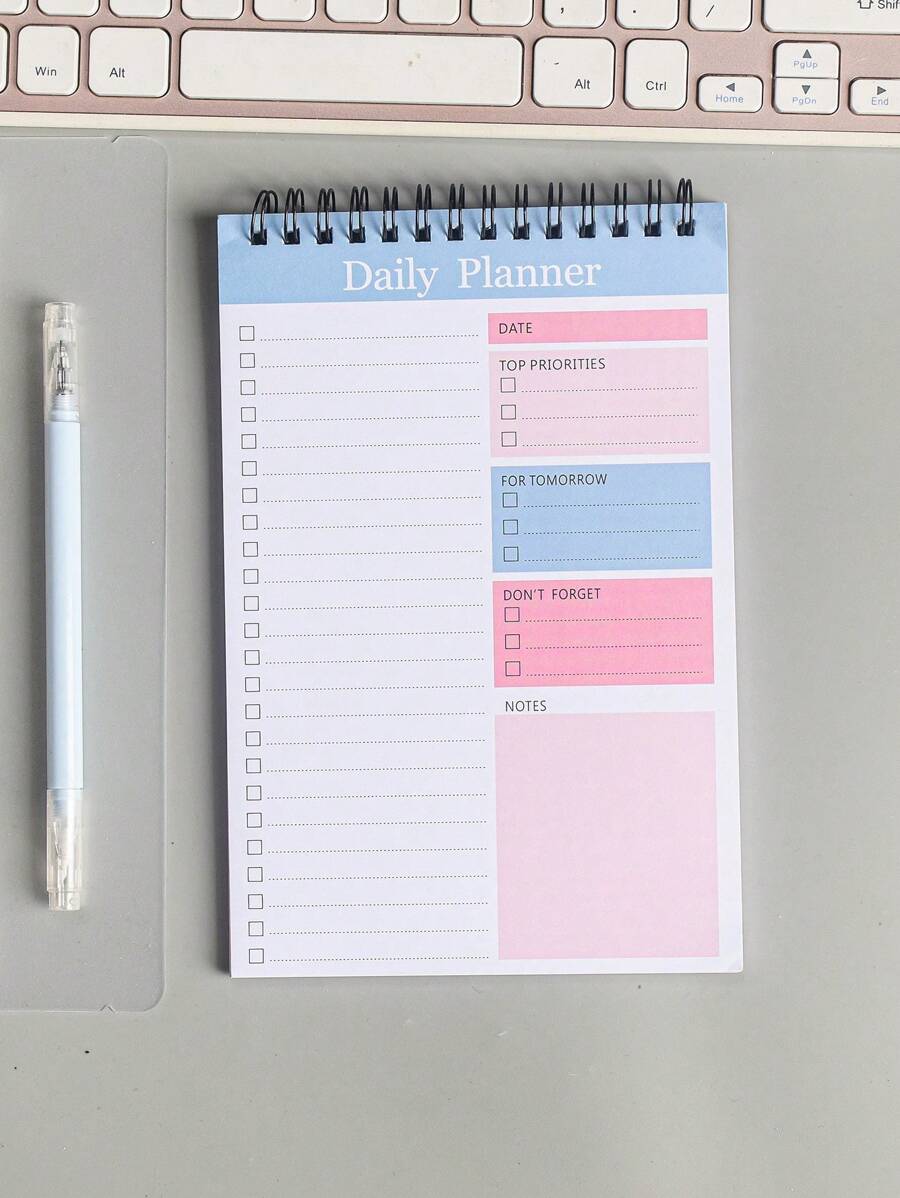 1入組極簡風格螺旋簡約風每日計劃適用於學校辦公室 - 彩色 - 查看 1