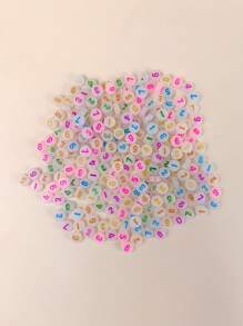 100顆/套帶數字夜光塑料扁珠用於DIY手鍊、項鍊製作（顏色隨機） - 彩色 - 查看 2