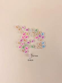 100顆/套帶數字夜光塑料扁珠用於DIY手鍊、項鍊製作（顏色隨機） - 彩色 - 查看 3