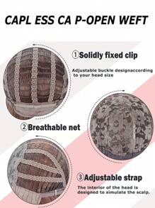 波浪狀的24英寸長款人造假髮帶劉海適合女士 - 紅木色 - 查看 6