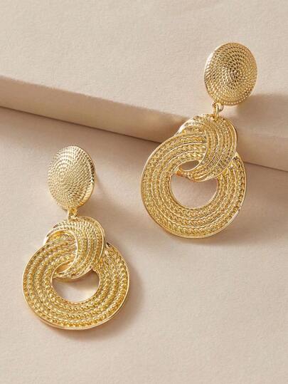 Textured Round Drop Earrings